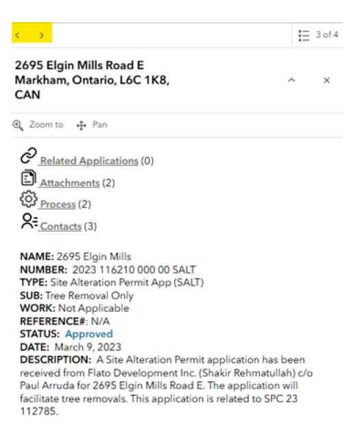 Screenshot of Mappit application. Highlight over left and right browsing buttons on the top left.